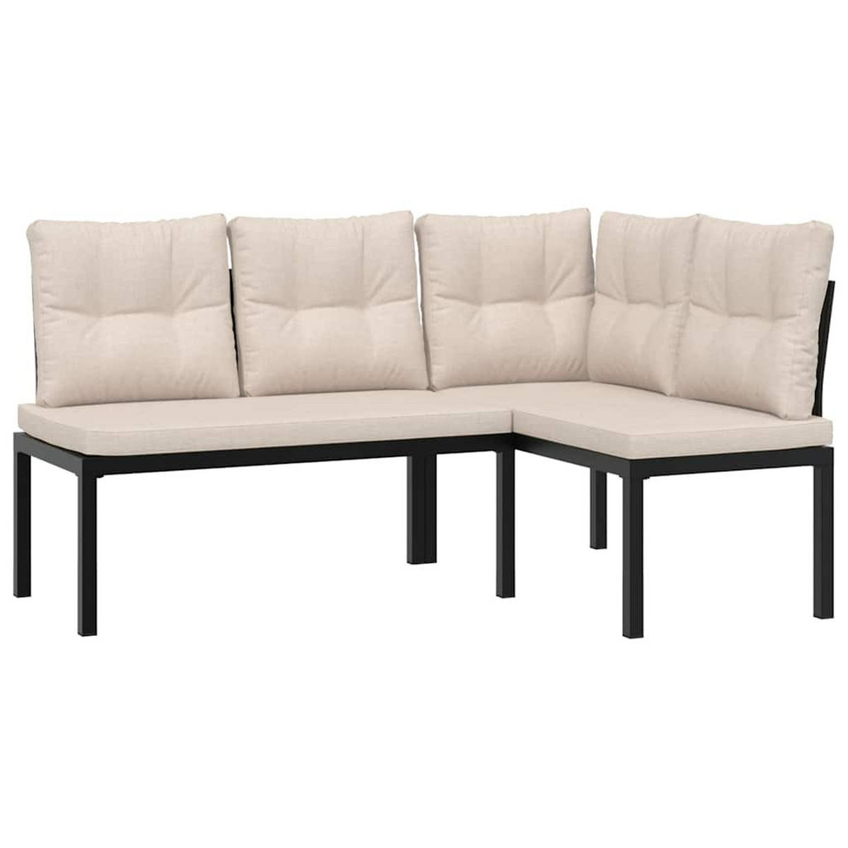 GARTENBANK-SET 4-Tlg. Schwarz Pulverbeschichteter Stahl - Taupe/Schwarz, Metall - vidaXL