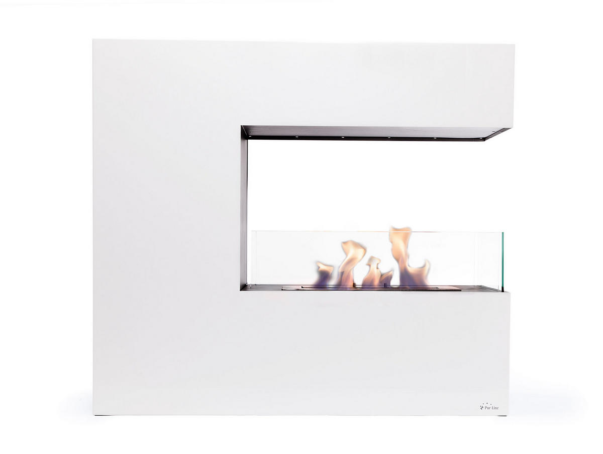 BIOETHANOL-KAMIN Weiß Bodenmodell inklusive 2.2 L Brennblock - Weiß, Metall (100/90/35cm) - Purline