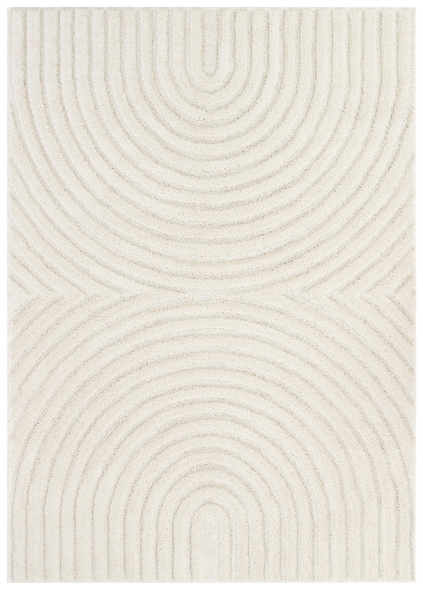 KURZFLORTEPPICH LINEA creme Bogenmuster 3D-Struktur 80/150 cm - Creme, Textil (80/150cm) - Tapiso