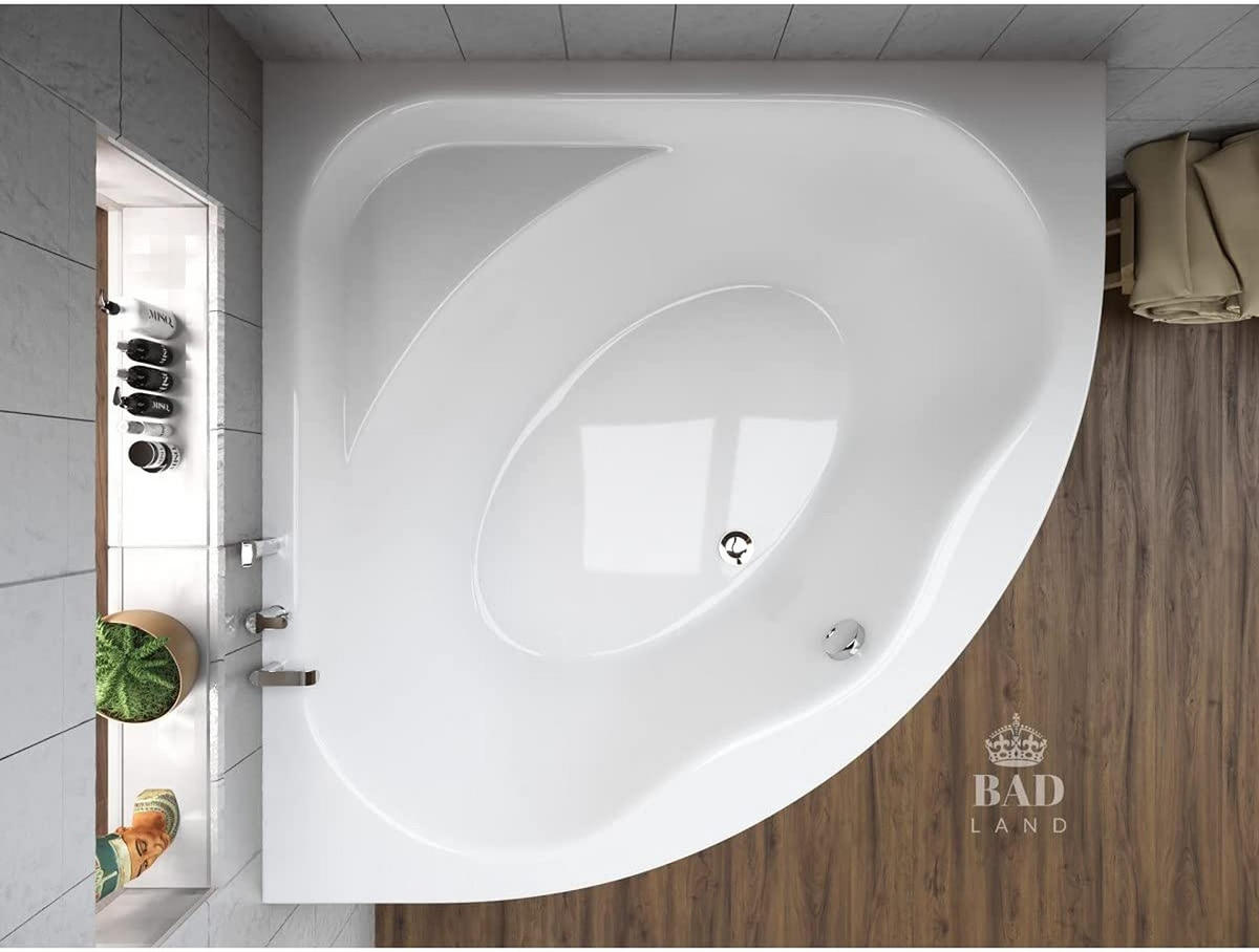 BADEWANNE Eckwanne STANDARD 150/150 mit Schürze Ablauf Füße - Weiß, Kunststoff (150/62/150cm) - bad land