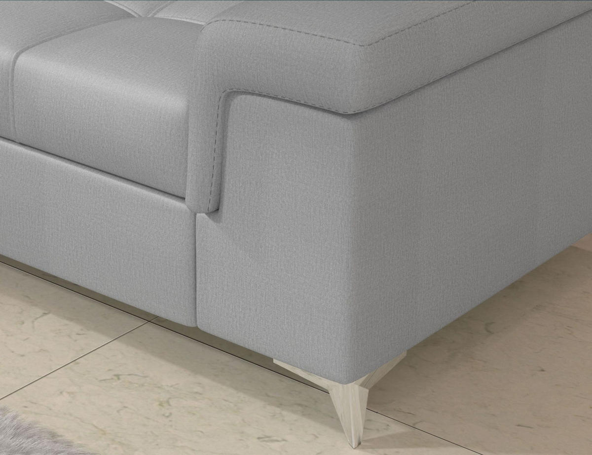 ECKSOFA mit Schlaffunktion und Bettkasten, pflegeleichter Monolith-Stoff - Chromfarben/Grau, Textil/Metall (202/275cm) - Eltap