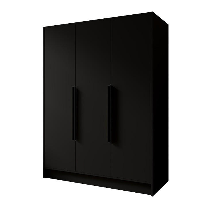 DREHTÜRENSCHRANK Goya I 150 cm 3-türig, schwarz, schwarze Griffe - Schwarz, Kunststoff (51/200/150cm) - Margaret Hadas24