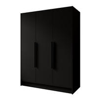 DREHTÜRENSCHRANK Goya I 150 cm 3-türig, schwarz, schwarze Griffe - Schwarz, Kunststoff (51/200/150cm) - Margaret Hadas24