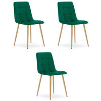 ESSZIMMERSTUHL 3-er Set PYRA dunkelgrüner Sitz, Beine in Holzfarbe - Dunkelgrün/Eichefarben, Textil (45/87/50.5cm) - Valora