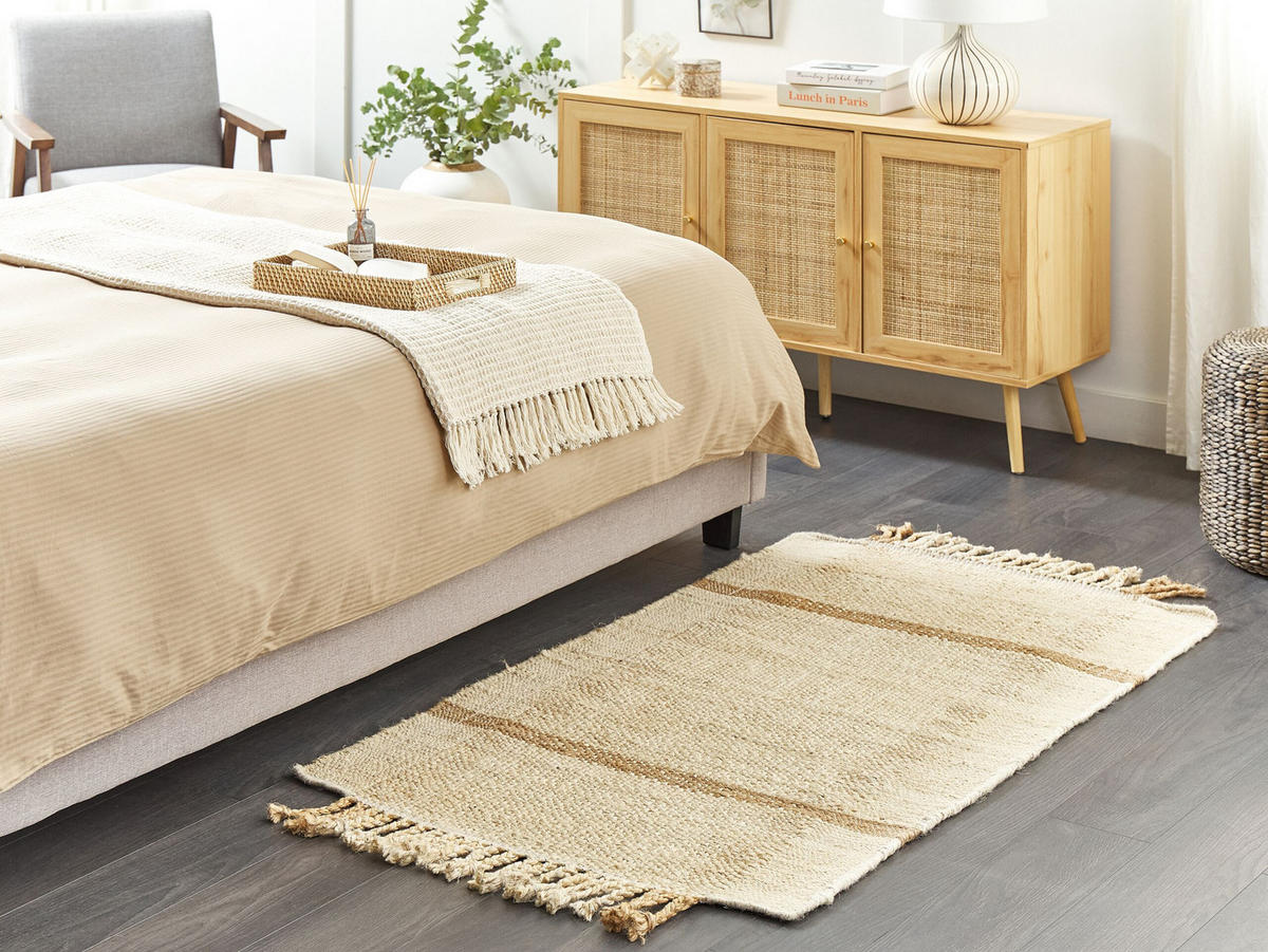 TEPPICH geflochten Yelmez 150/80 cm - Beige, Naturmaterialien (80/150cm) - Beliani