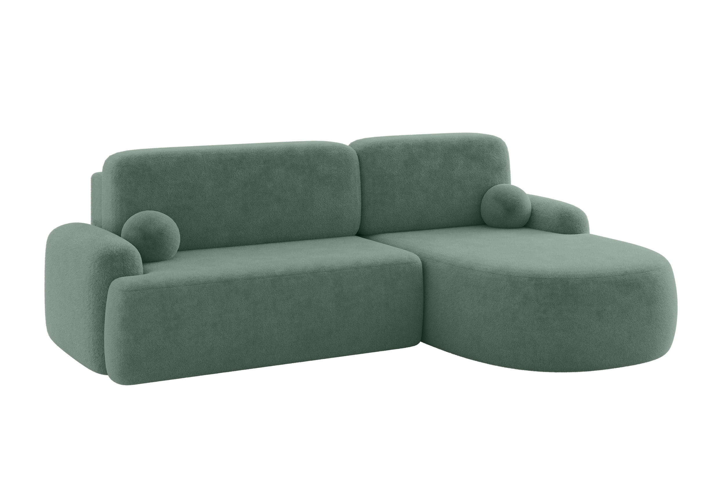 ECKSOFA mit Schlaffunktion und Bettkasten LIRA-L - 264x172x89 Salbeigrün - Salbeigrün, Holzwerkstoff/Textil (172/264cm) - ALTDECOR