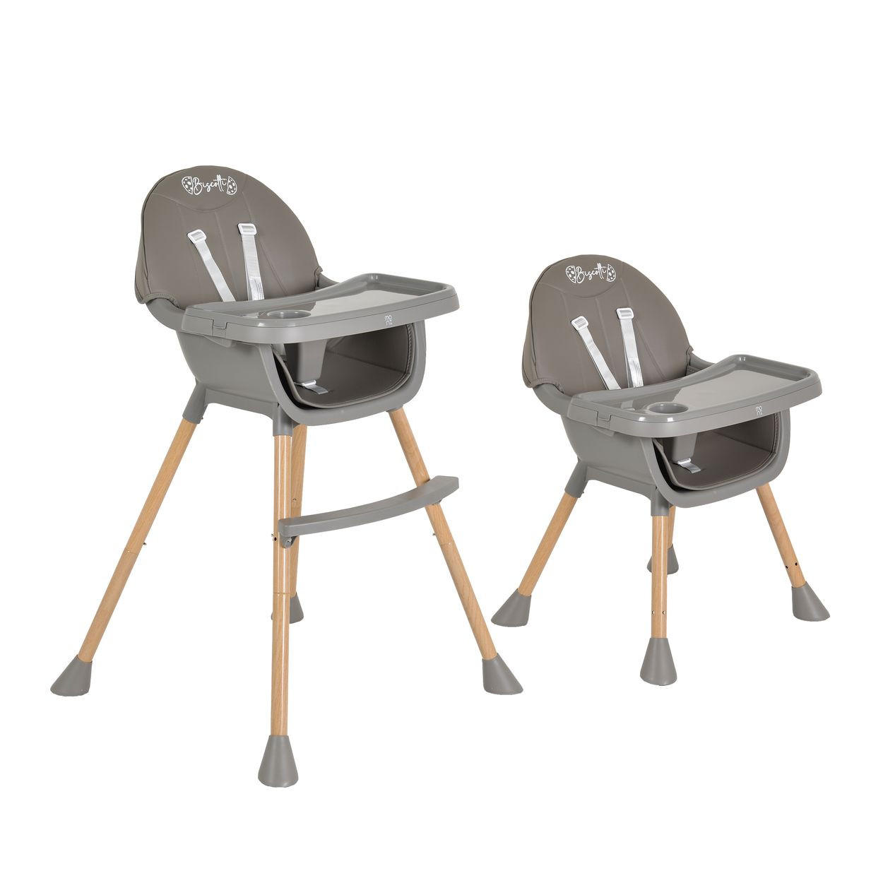 HOCHSTUHL Biscotti 2 in 1 grau Kinderstuhl Anti-Rutsch-Füße Doppeltablett - Grau, Kunststoff (64/94/64cm) - Moni