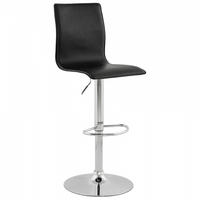 BARHOCKER Schwarz 45x120x48cm - Chromfarben/Schwarz, Leder (45/120/48cm) - AlterEgo