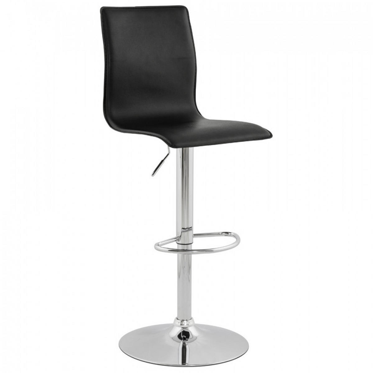 BARHOCKER Schwarz 45x120x48cm - Chromfarben/Schwarz, Leder (45/120/48cm) - AlterEgo