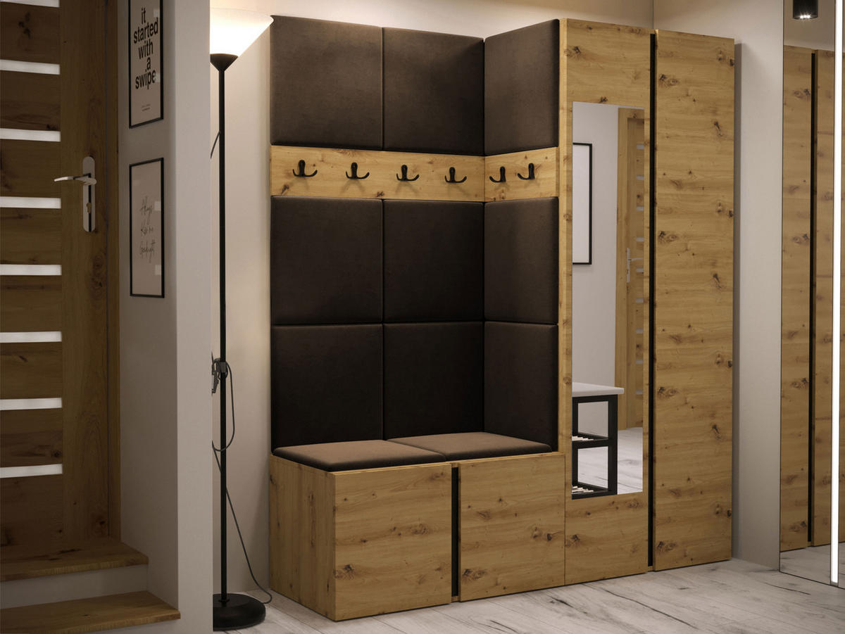 GARDEROBEN-SET Orion XII - Eiche Artisan/Braun, Holzwerkstoff/Kunststoff (158/186/46cm) - MIRJAN24