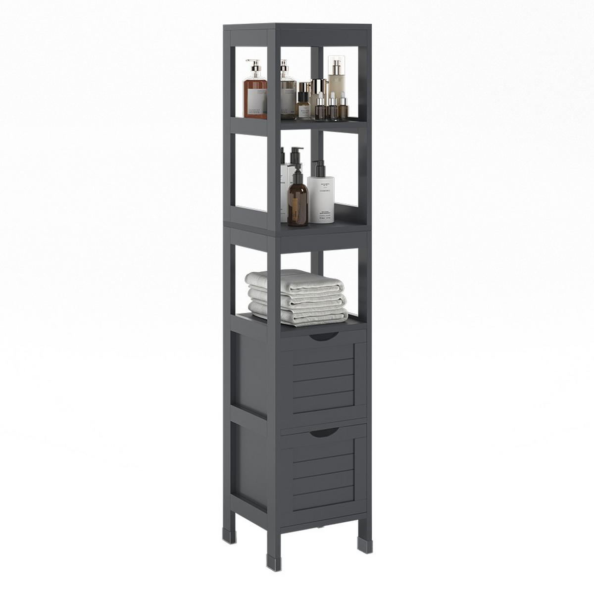 BADSCHRANK Vilda Grau 30 x 144 cm mit 2 Schubladen - Grau, Holzwerkstoff (30/144/30cm) - Vicco
