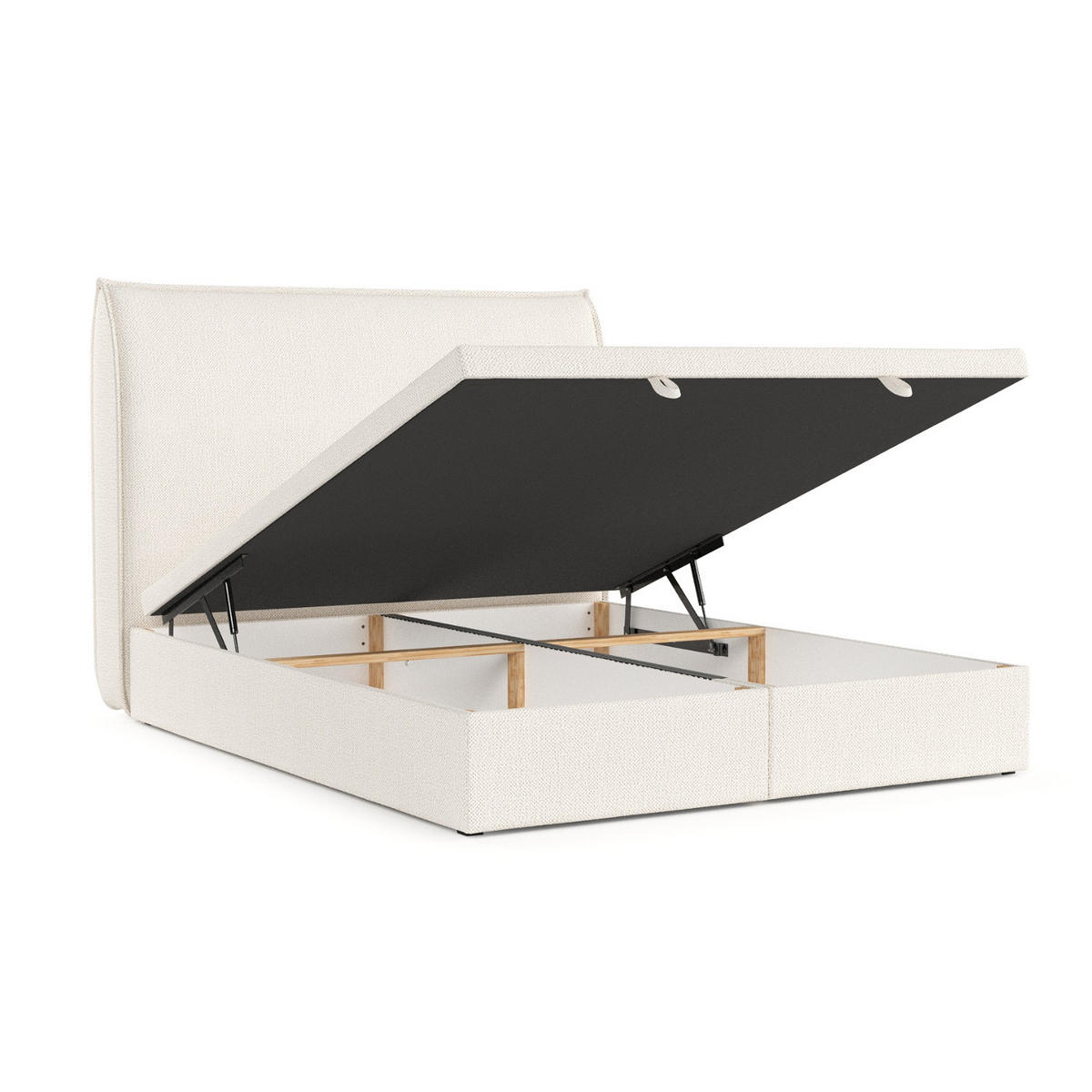 POLSTERBETT Tuvalu mit Stauraum 140/200 cm Creme im Alta Stoff - Creme/Schwarz, Holz/Holzwerkstoff (140/200cm) - AltaBeds