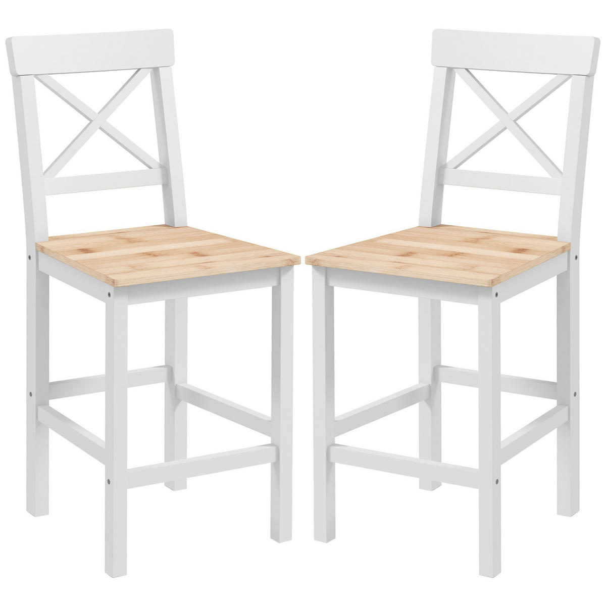 BARHOCKER Natur 2er-Set 41/46/97,5 cm - Naturfarben, Holz (46/97.5/41cm) - PANGIVO