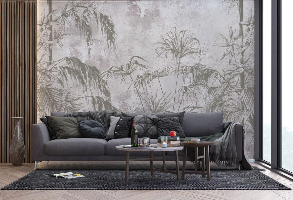 FOTOTAPETE tropische Pflanzen 270 x 375 cm - Grau, Papier (270/375cm) - Sanders & Sanders