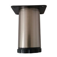 MÖBELFUSS 60mm höhenverstellbar +25mm Möbelbein Ø 42mm Stützfuss Edelstahloptik - Edelstahlfarben, Metall (4.2/6/8.5cm) - Livingpoint24