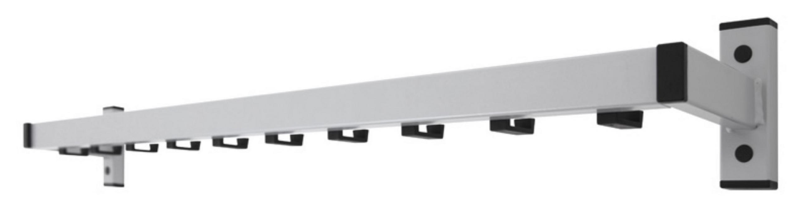 WANDGARDEROBE Mit 10 Haken Grau - Grau, Metall (106/15/13cm) - PROREGAL