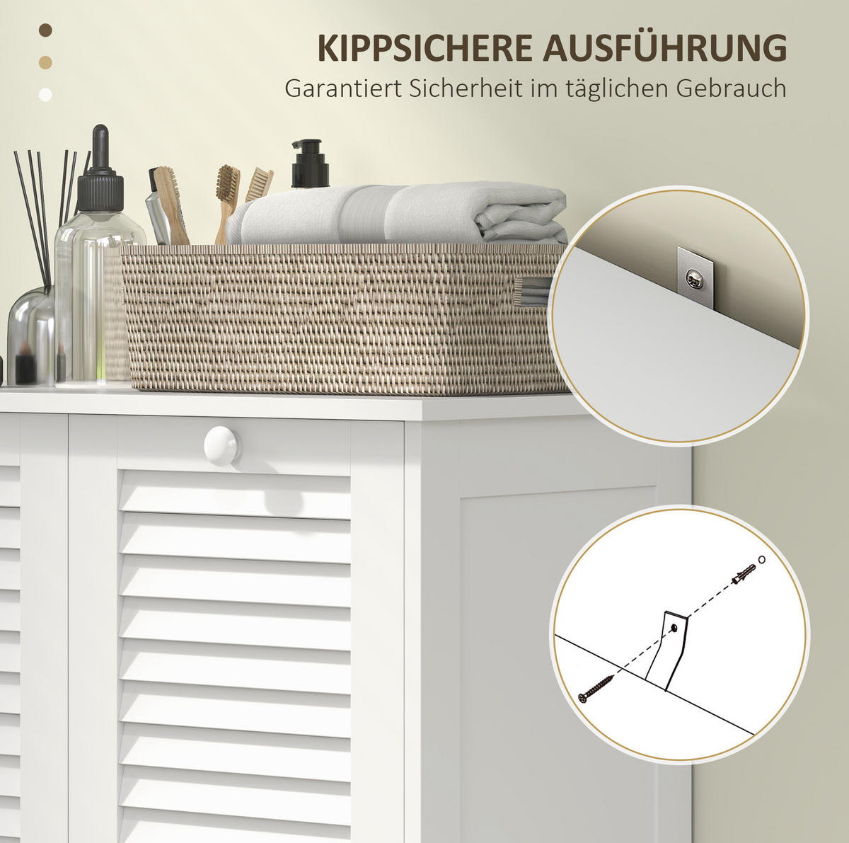 MIDISCHRANK 70/38/73 cm aus MDF mit 2 Wäschekörben und Lamellentüren Weiß - Weiß, Holzwerkstoff (70/73/38cm) - Modenvie