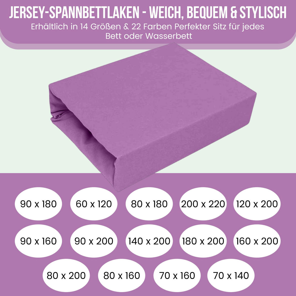SPANNBETTLAKEN 160/200 cm, Jersey Elastisch 100 % Baumwolle Violett - Violett, Textil (160/200cm) - Best For Home