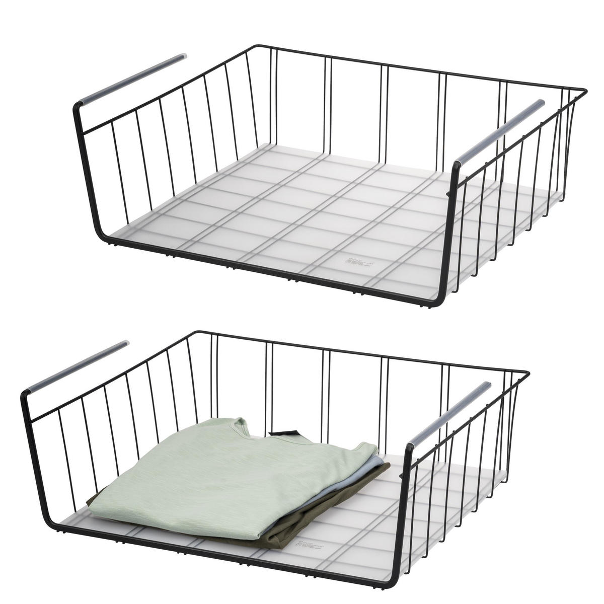 SCHRANKKÖRBE 2er-Set, schwarz - Schwarz, Metall (61/20/45.5cm) - eluno