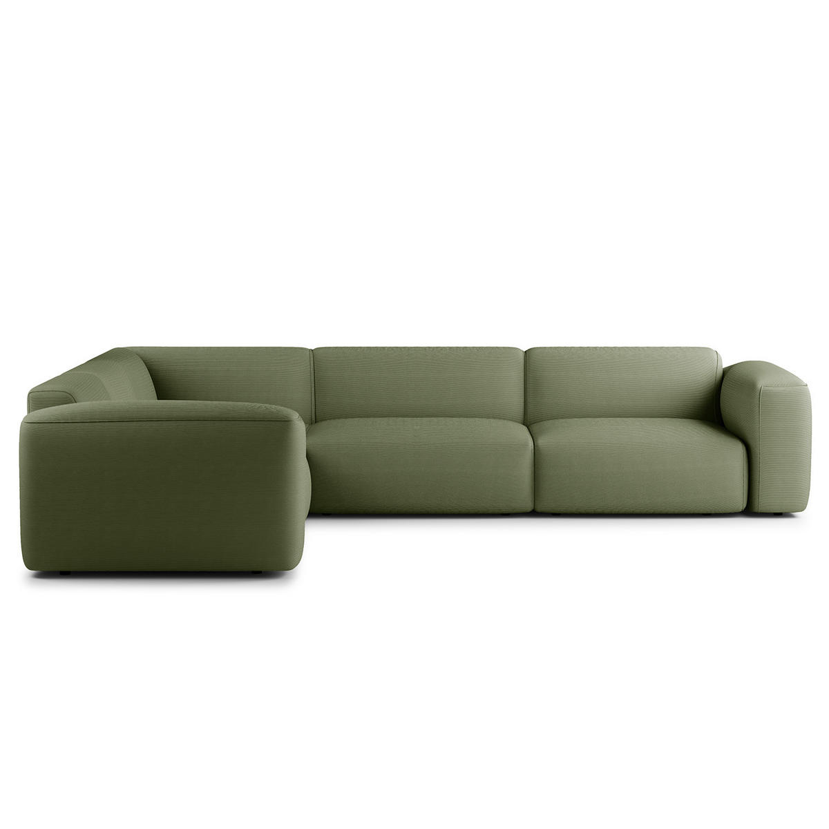 ECKSOFA mit Rundecke - Dunkelgrün/Schwarz, Kunststoff/Textil (325/260cm) - home24