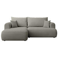 ECKSCHLAFSOFA Ovo Mini Hellgrau Easy-Clean-Chenille-Bezug - Hellgrau/Schwarz, Kunststoff/Textil (238/156cm) - Selsey