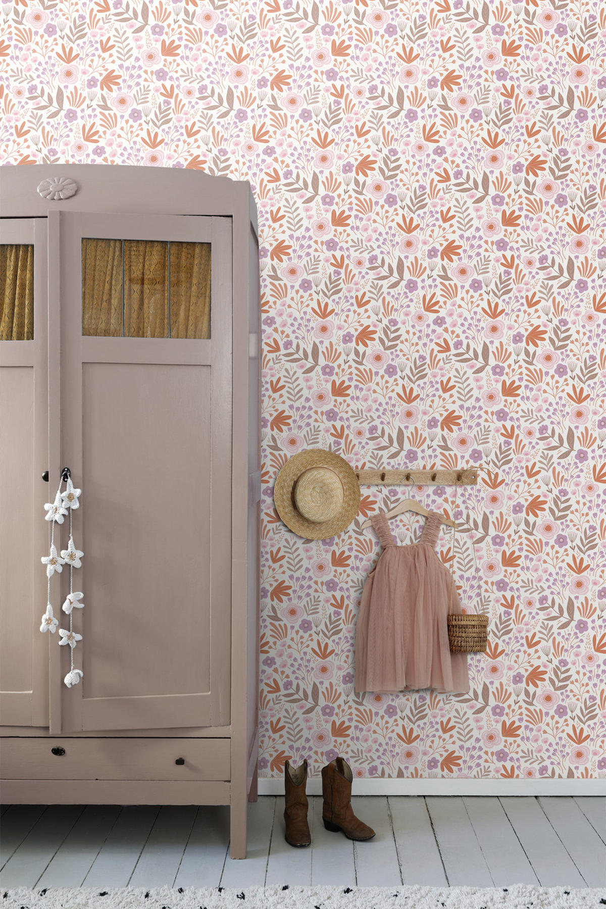 TAPETE Blumen 50 x 900 cm - Orange, Papier (50/900cm) - ESTAhome