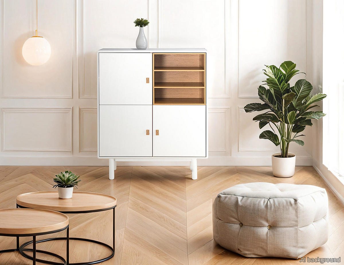 KOMMODE - MDF / Spanplatte - Braun/Weiß, Holz/Holzwerkstoff (100/120/40cm) - home24