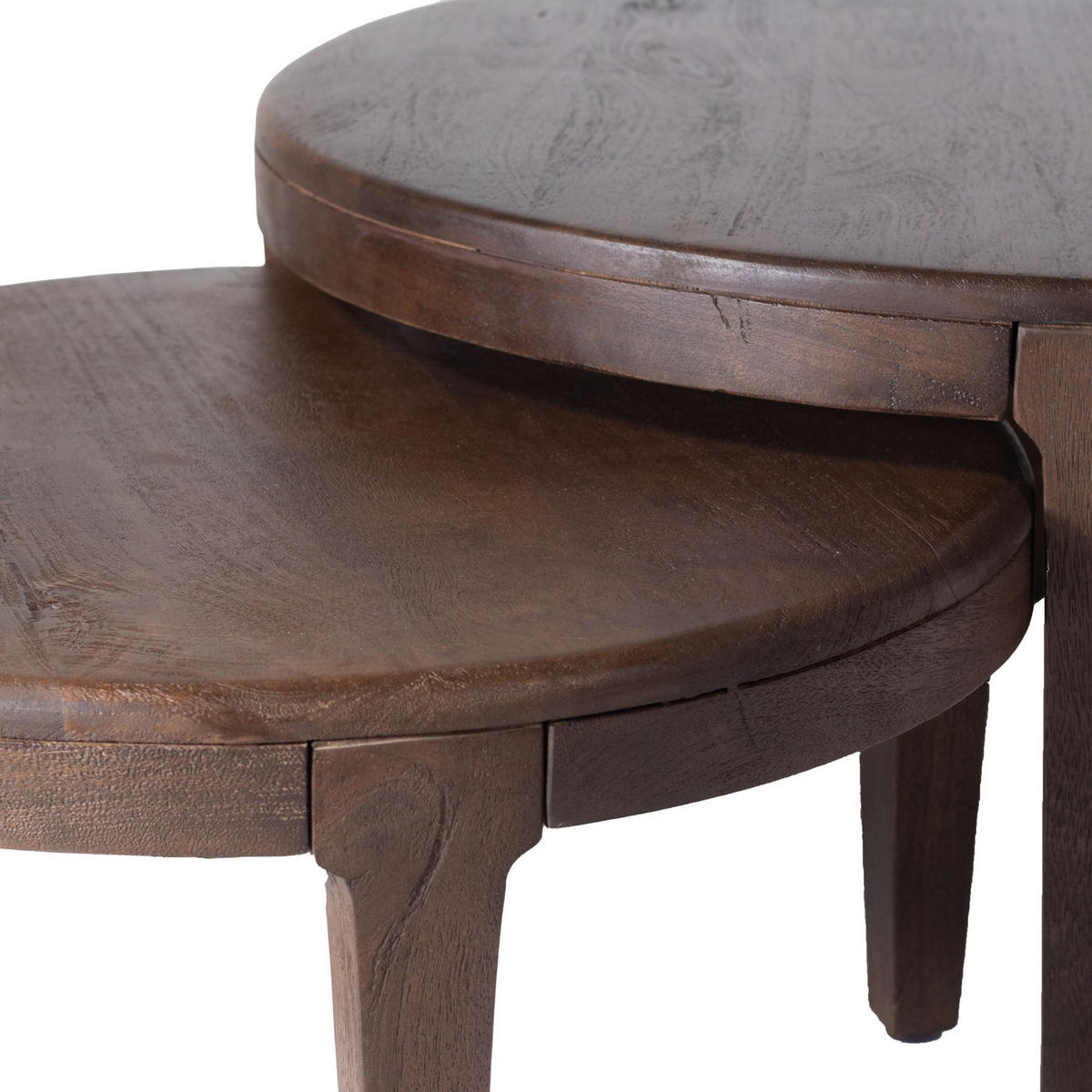 2ER Set runde Couchtische aus Akazienholz, braun - Braun, Holz (77/77/36cm) - Giga Meubel