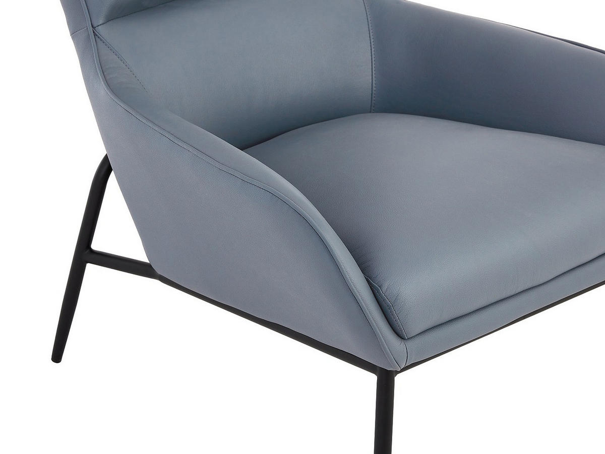 SESSEL mit gerader Rückenlehne - 1 Person - Leder - Grau - - Grau, Leder (69/95/95cm) - Vente-Unique