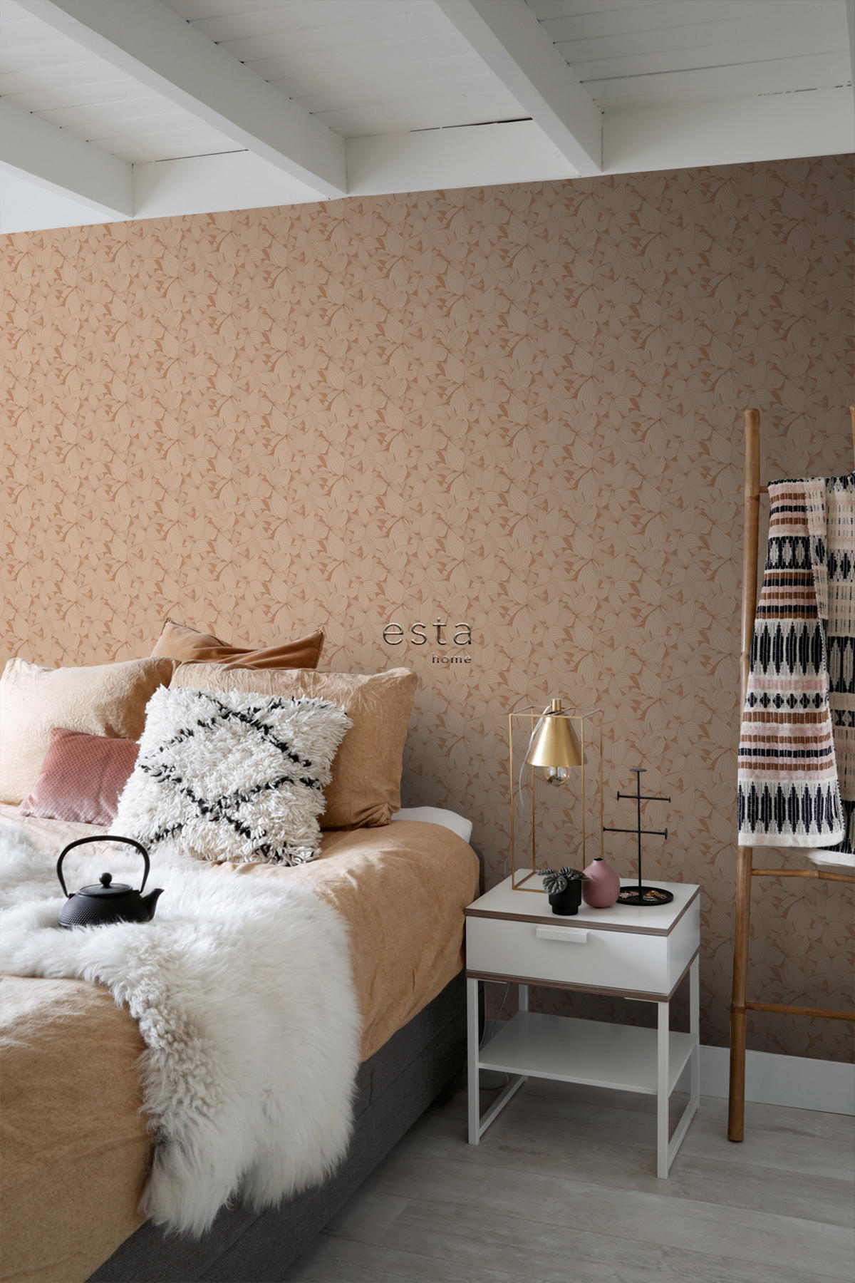 TAPETE gezeichnete Blätter 50 x 900 cm - Terracotta, Papier (50/900cm) - ESTAhome