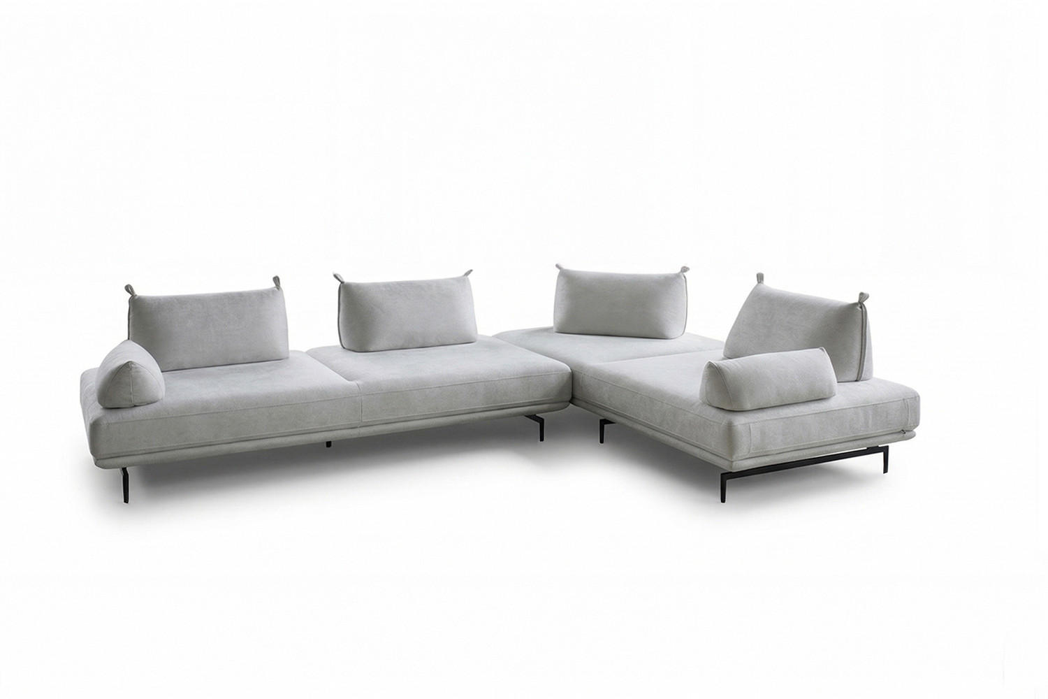 ECKSOFA CANE Grau Webstoff - Schwarz/Grau, Textil/Metall (310/210cm) - KAWOLA