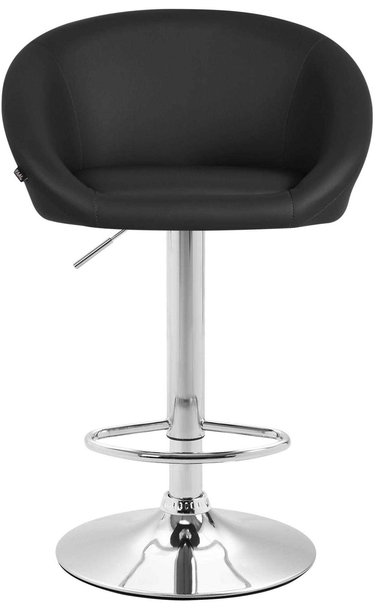 BARHOCKER Lederlook schwarz - Chromfarben/Schwarz, Textil/Metall (55/86/51cm) - CLP