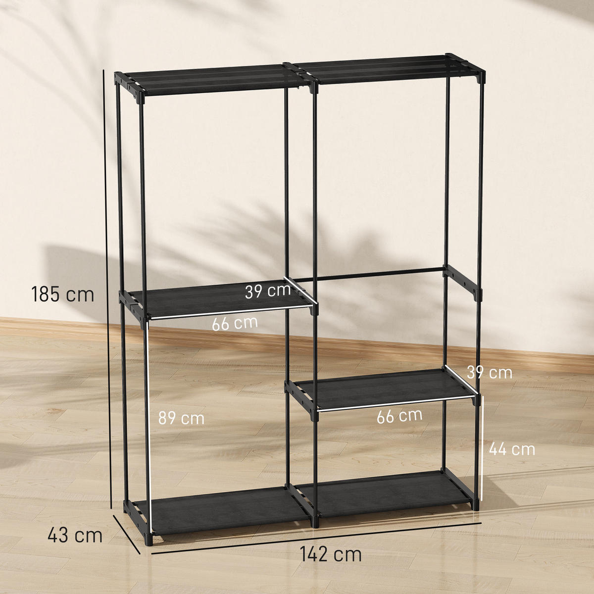 KLEIDERSCHRANK Schwarz 1 Stück - Schwarz, Metall (43/185/142cm) - GiPP