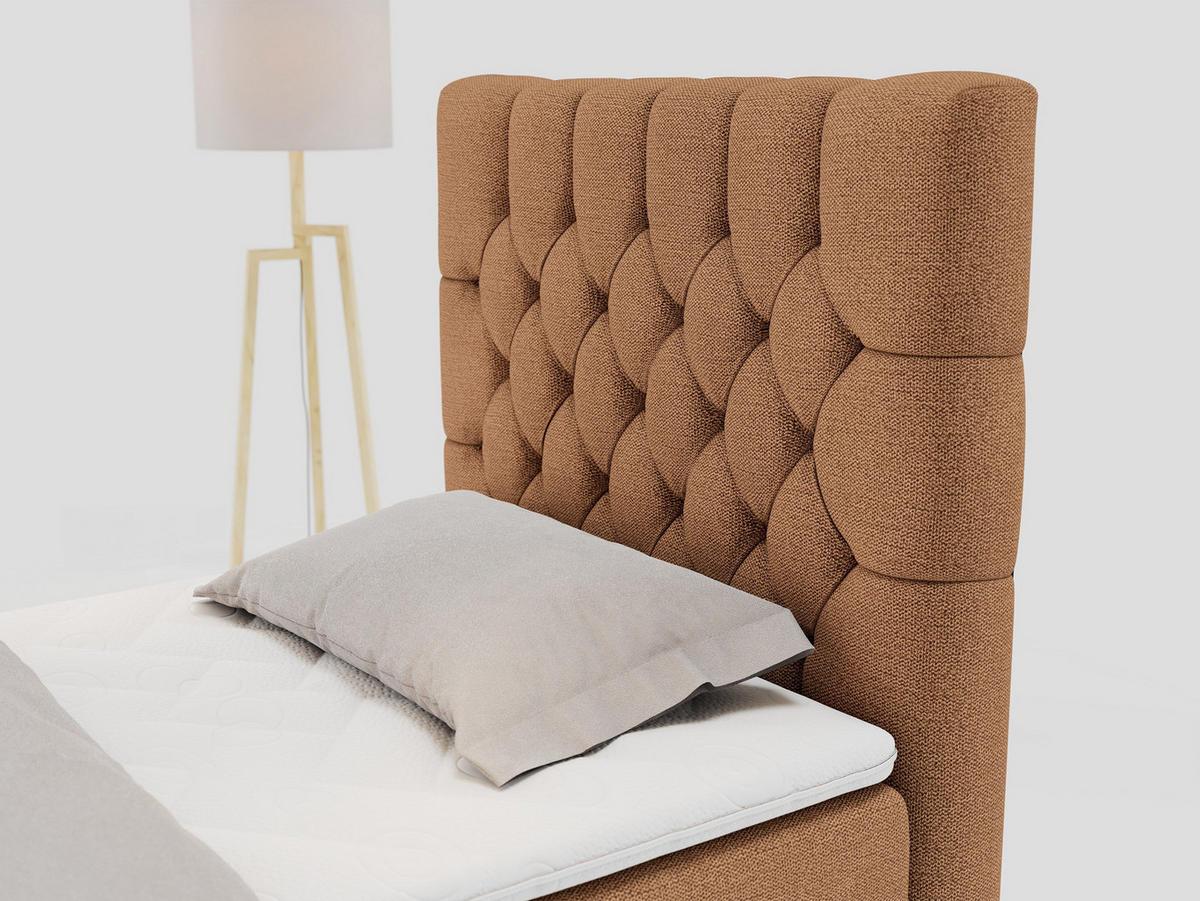 BOXBETT PERA 90/200 Orange Struktur - H3 - Rechts Seite - Orange, Holz/Textil (90/200cm) - MKS