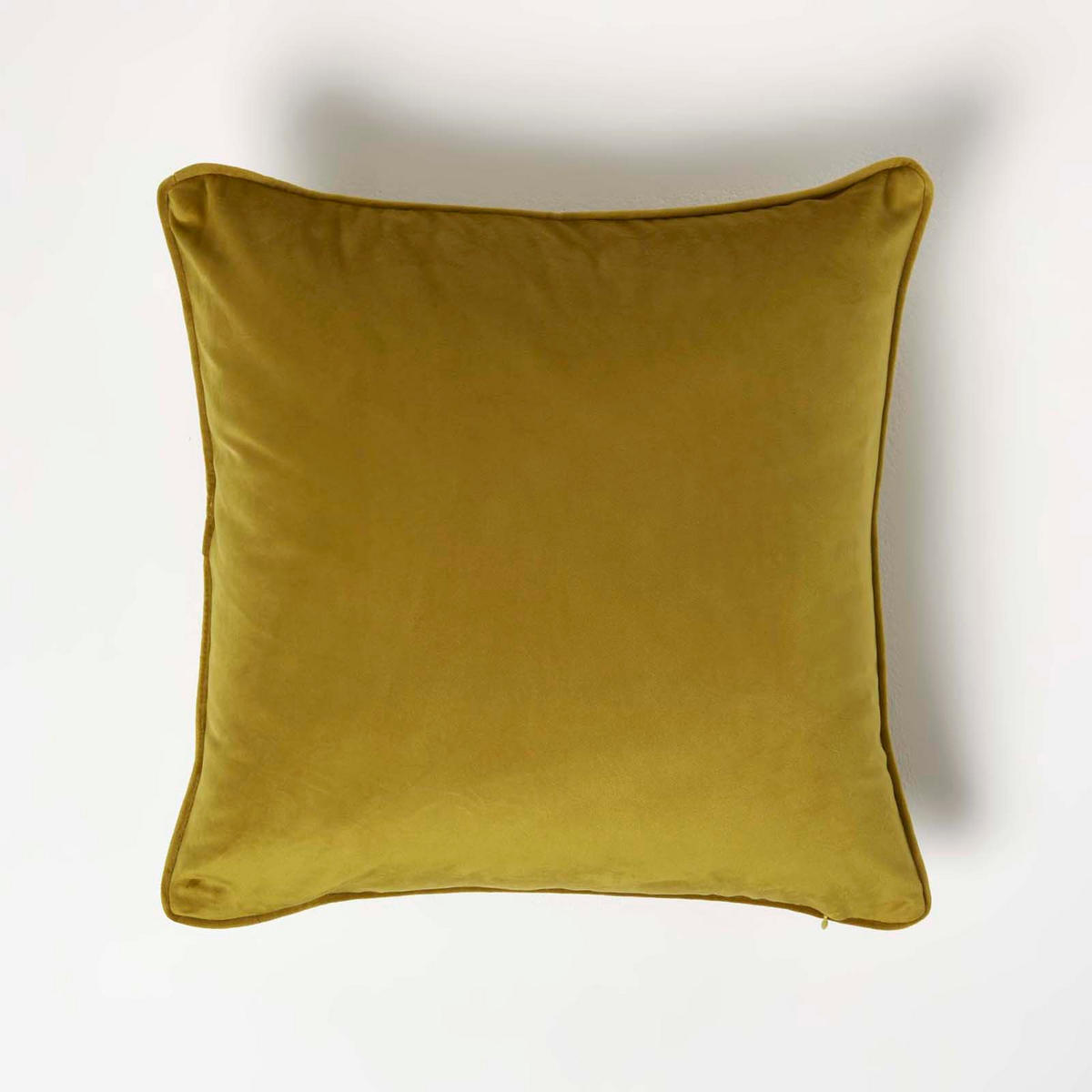 KISSENHÜLLE Samt mit Paspel – gold 46/46 cm - Goldfarben, Textil (46/46cm) - Homescapes