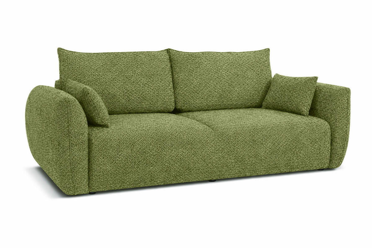 SOFA Mit Schlaffunktion Und Bettkasten, Chenille-Stoff Artico, Moss, Zephira - Grün, Holz (238/87/102cm) - Kaiser Möbel