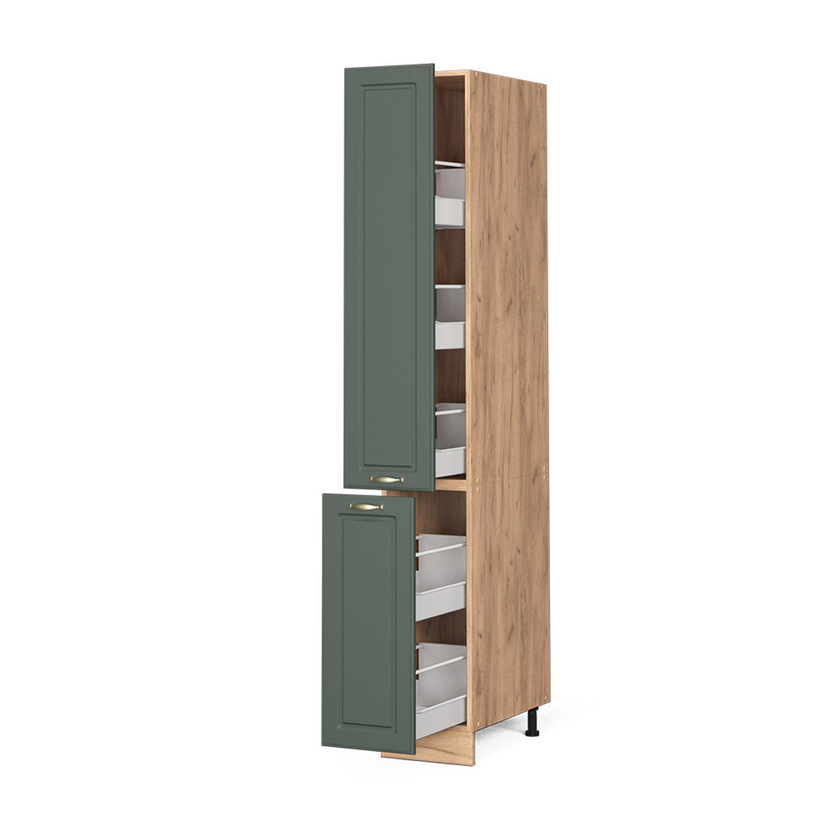 APOTHEKERSCHRANK Fame-Line Grün-Gold Landhaus 30 cm - Honigeiche/Eiche Wotan, Holzwerkstoff (30/206.8/58cm) - Vicco