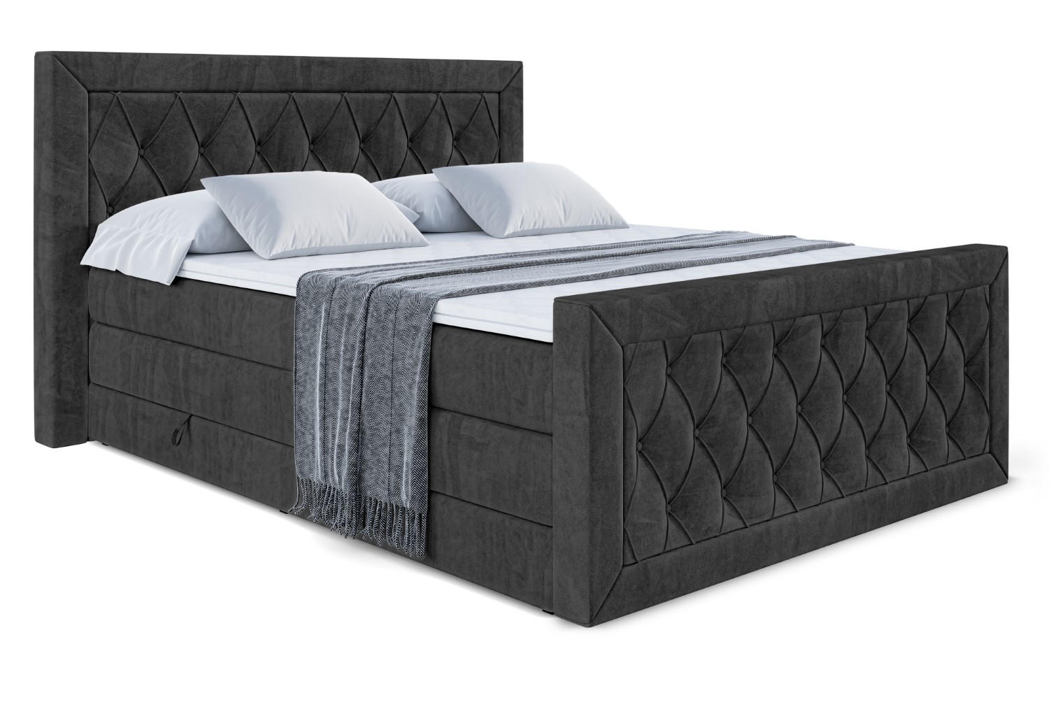BOXSPRINGBETT NOEL-Z KING - 120 x 200 - H3/H4 - Schwarz - Schwarz, Holzwerkstoff (120/200cm) - ALTDECOR