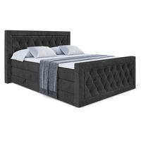 BOXSPRINGBETT NOEL-Z KING - 160 x 200 - H3/H4 - Schwarz - Schwarz, Holzwerkstoff (160/200cm) - ALTDECOR