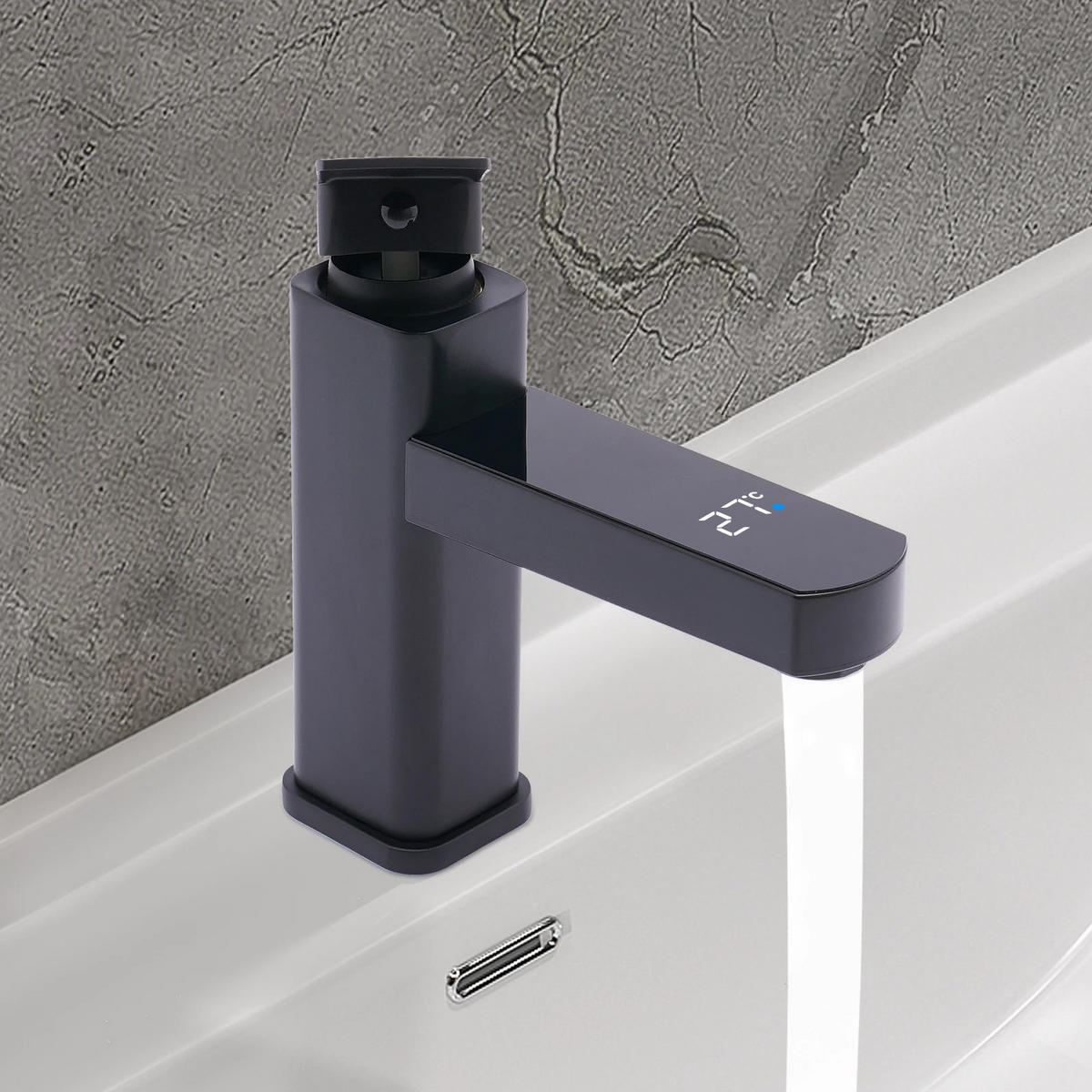 WASCHTISCHARMATUR mit digitalem Display, Weiß - Weiß, Metall (10.5/17.5/5cm) - Kaket
