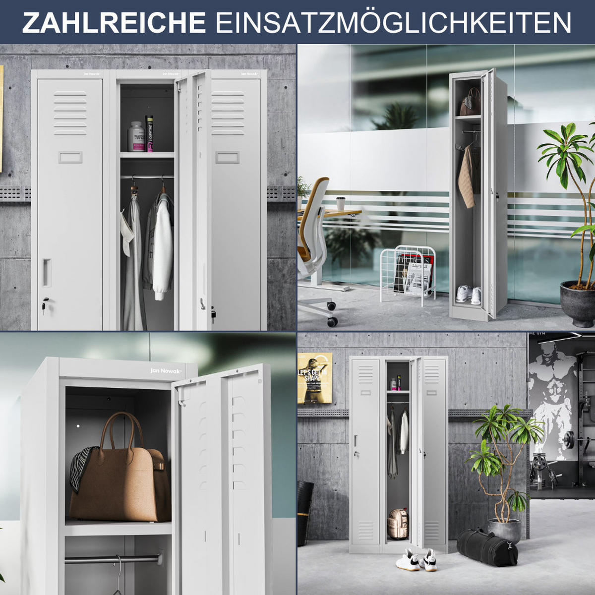 UMKLEIDESCHRANK Spind KACPER 1 Abteil 180x30x50cm Grau - Grau, Metall (30/180/50cm) - Jan Nowak