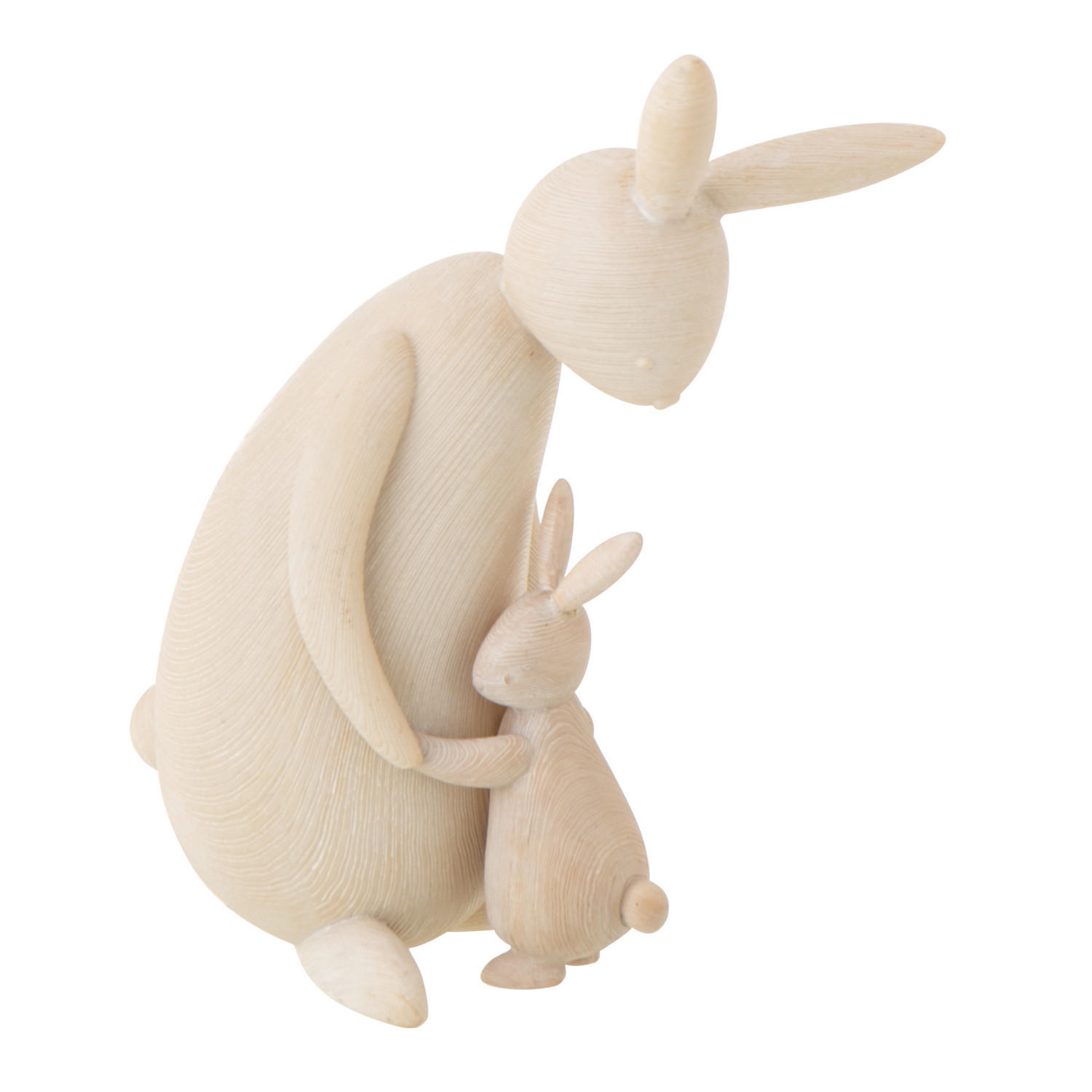 DEKO KANINCHEN MAMA KIND - Beige, Glas/Naturmaterialien (11.5/25.5/21.5cm) - J-Line
