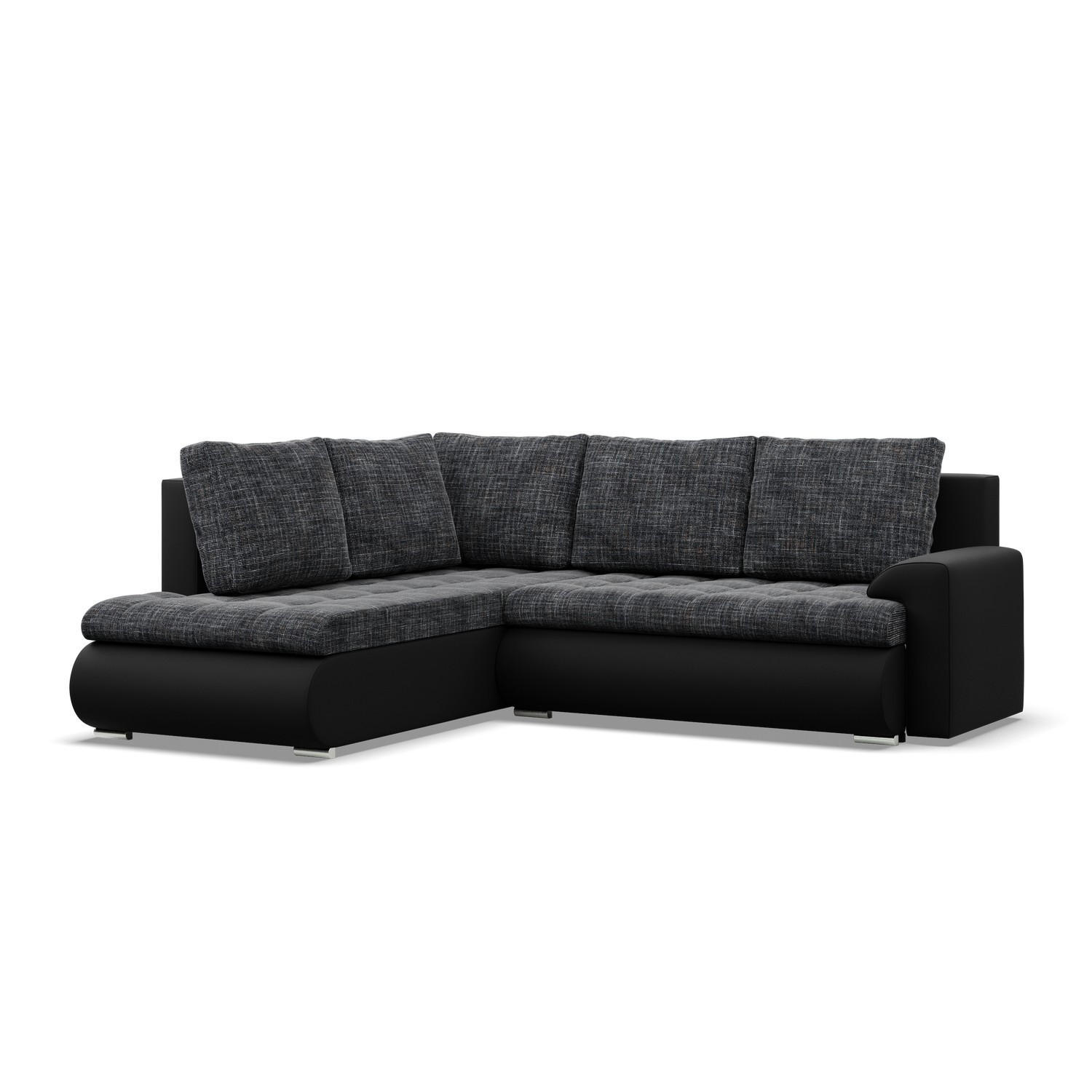 ECKSOFA LINKS MIT SCHLAFFUNKTION FORESTA, Schwarz + Schwarz - Schwarz, Textil (230/200cm) - Mebligo