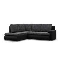 ECKSOFA LINKS MIT SCHLAFFUNKTION FORESTA, Schwarz + Schwarz - Schwarz, Textil (230/200cm) - Mebligo
