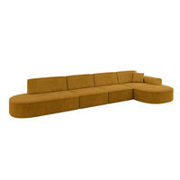 ECKSOFA Ottomane Rechts MARI-L3 - 402x163x73,5 cm Senfgelb Cord - Gelb/Schwarz, Holzwerkstoff/Kunststoff (402/163cm) - ALTDECOR