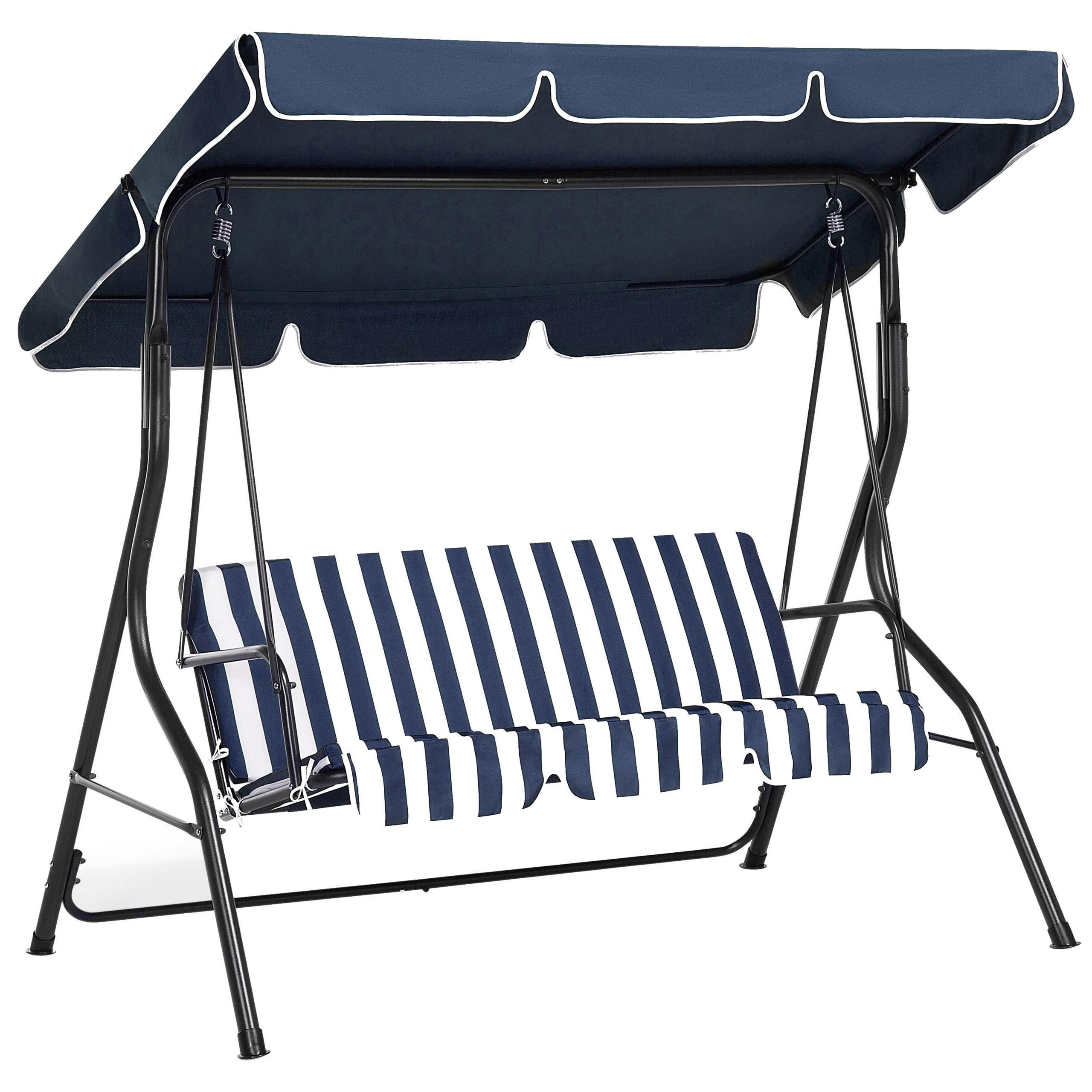 HOLLYWOODSCHAUKEL Sonnendach blau / weiß Chaplin - Blau, Textil (174/147/118cm) - Beliani