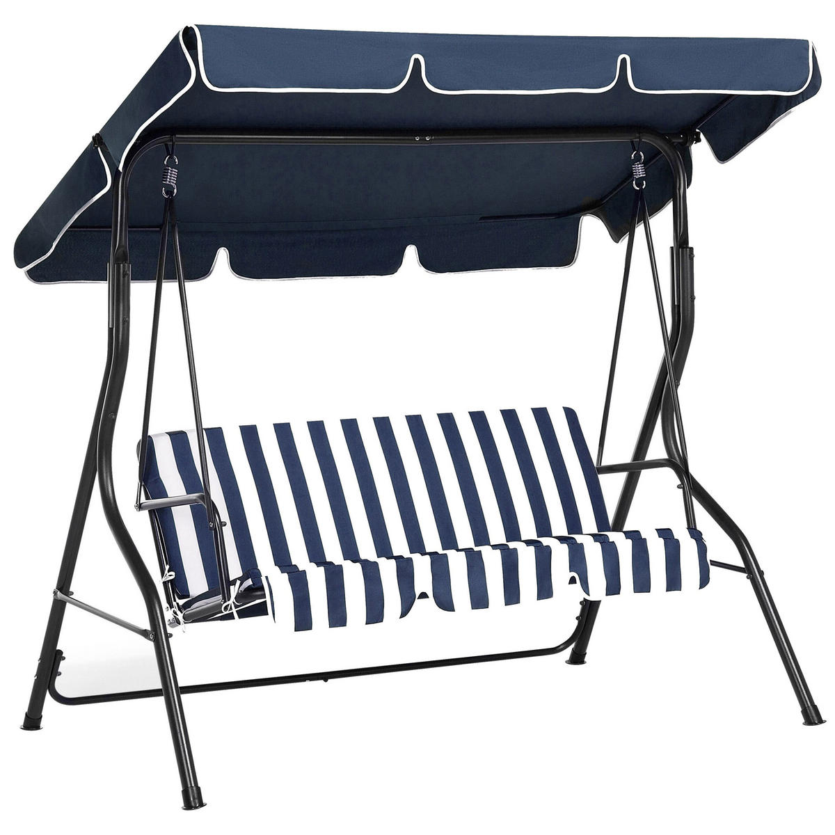 HOLLYWOODSCHAUKEL Sonnendach blau / weiß Chaplin - Blau, Textil (174/147/118cm) - Beliani