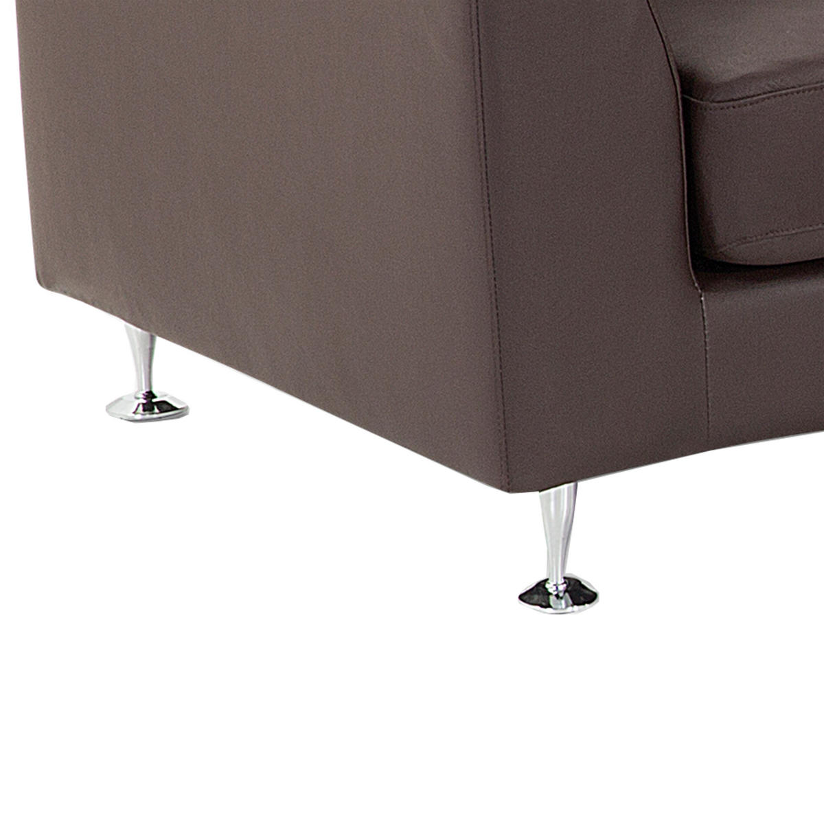 7-SITZER-SOFA mit Ottomane Echtleder, Kunstleder Braun Rotunde - Braun, Leder/Textil (448/76/236cm) - Beliani