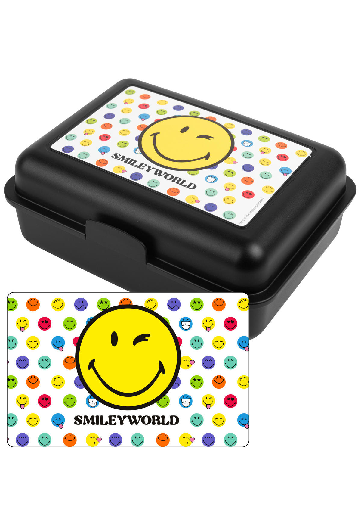 BROTDOSE Smiley Smileyworld Schwarz 17,5 x 12,8 x 6,9 cm - Schwarz, Kunststoff (17.5/6.9/12.8cm) - United Labels