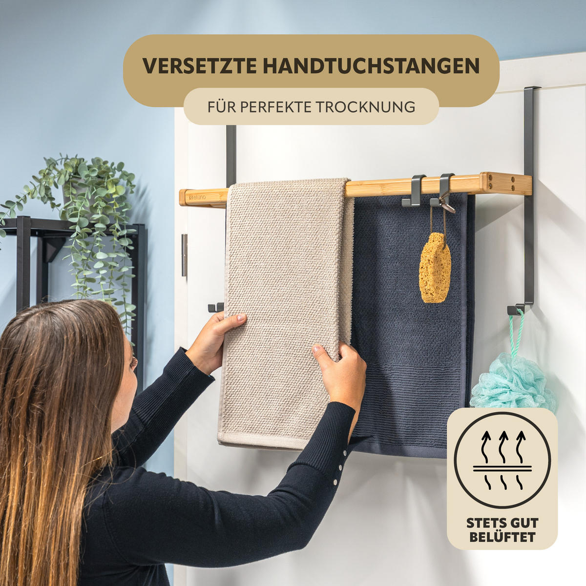 TÜR-HÄNGEREGAL, Metall, Bambus, grau - Grau, Metall (65.5/36/15cm) - eluno